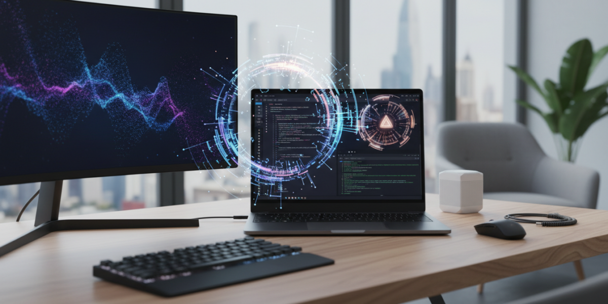 Developer using AI coding agent tools in a modern programming environment