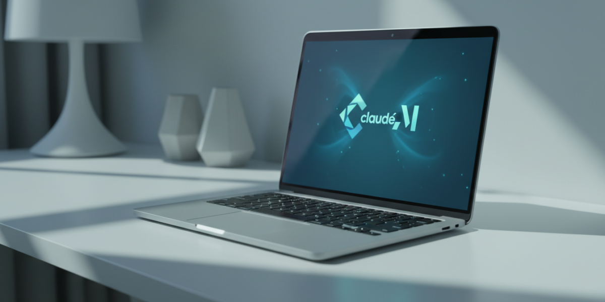 MacBook showing Claude AI interface, representing AI-powered desktop automation on macOS.