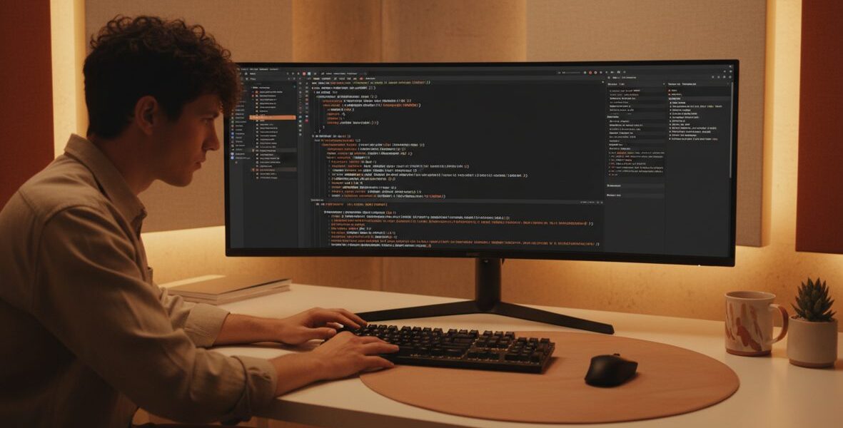 Developer using a terminal-based AI coding workflow inspired by Claude Code