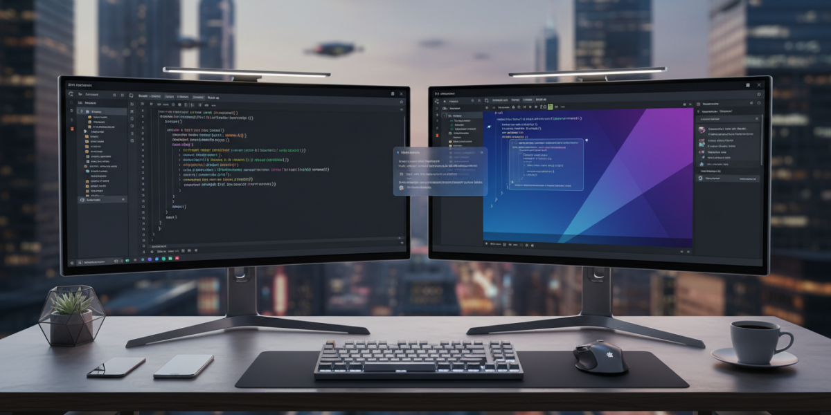 Visual comparison between GitHub Copilot in a traditional code editor and Cursor AI in its dedicated IDE interface