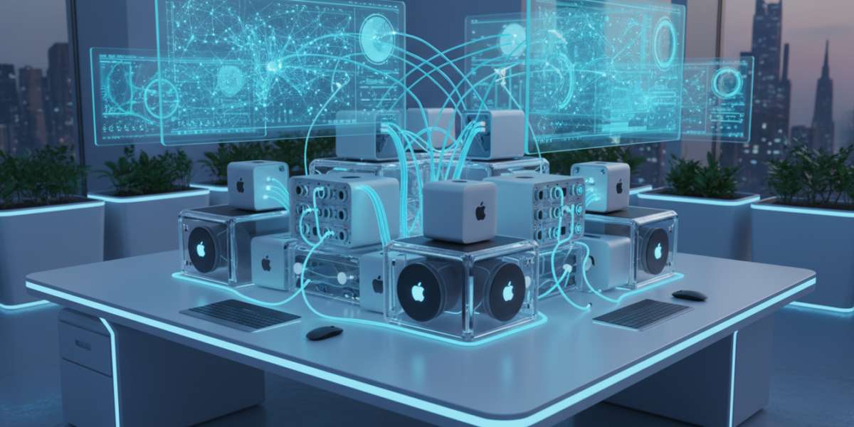 Clustered Mac setup for local LLM inference using the Exo framework
