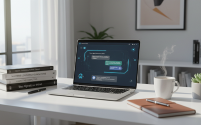 Student using AI tools on laptop in a productive study environment