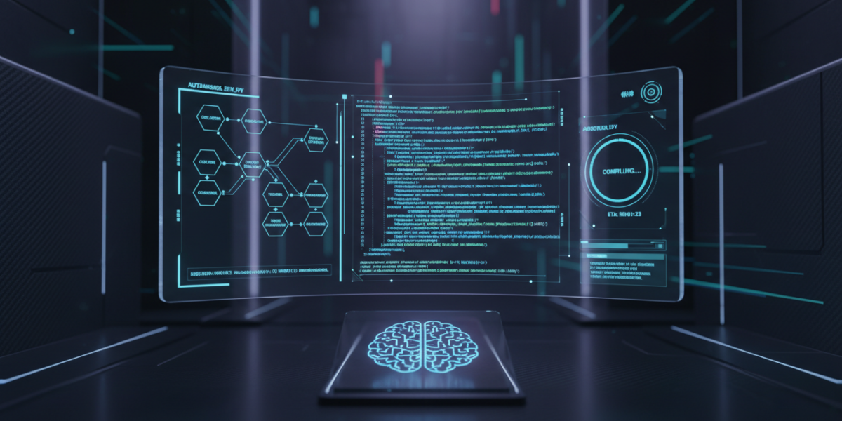Visualization of an autonomous AI coding agent interacting with software development workflows