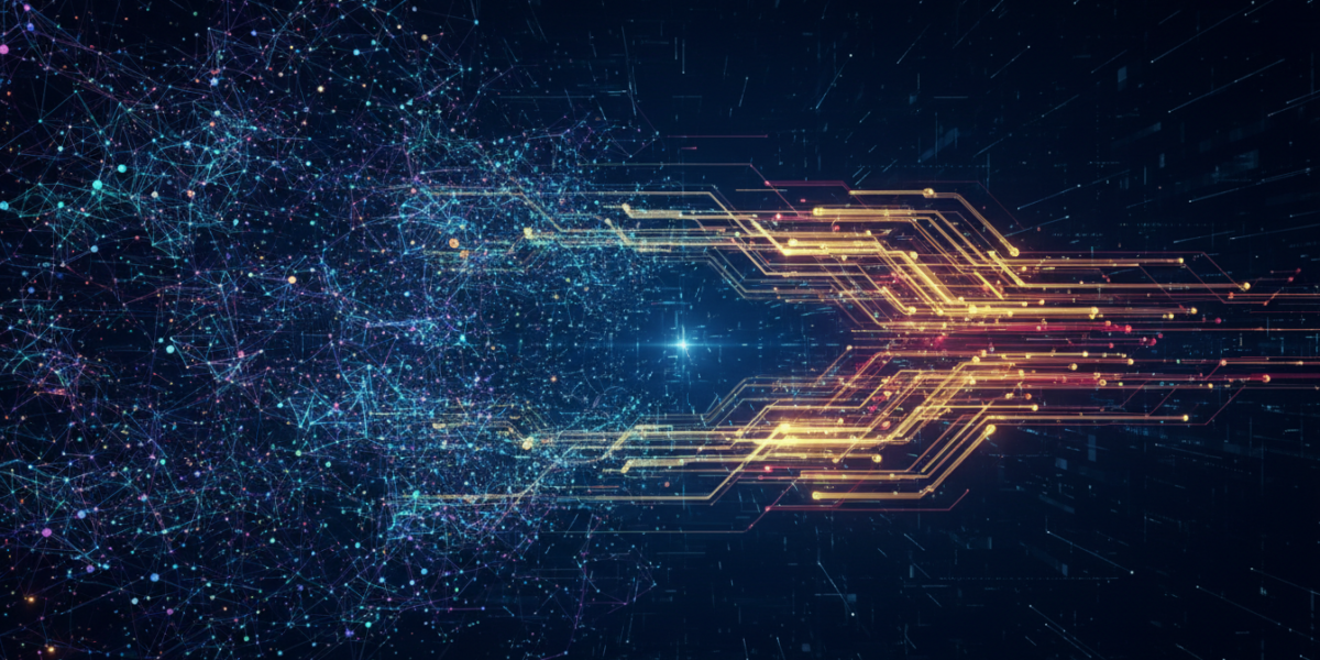 Abstract visualization of AI data compression representing Google's TurboQuant technology
