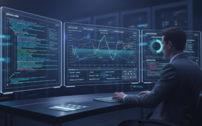 Professional trading interface showing real-time prediction market data and automated trading algorithms