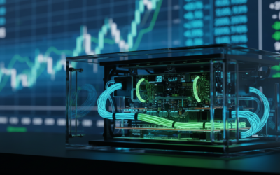 Close-up of a modern trading server's illuminated internals, symbolic of automated financial systems.