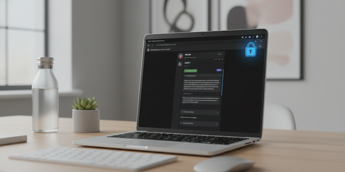 Modern laptop displaying ChatGPT interface with security lock symbol, representing login access and AI productivity tools