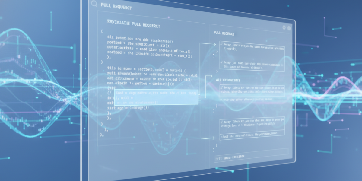 AI-powered code review interface analyzing a GitHub pull request with inline feedback on security, performance, and style issues.