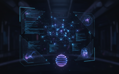 Futuristic visualization of an AI agent network representing Alibaba Qwen3.6-Plus capabilities