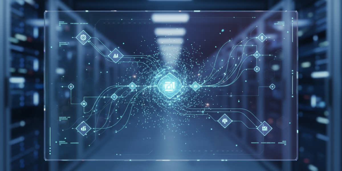 Dashboard visualization of AI agent orchestration and process management with interconnected nodes and workflow graphs