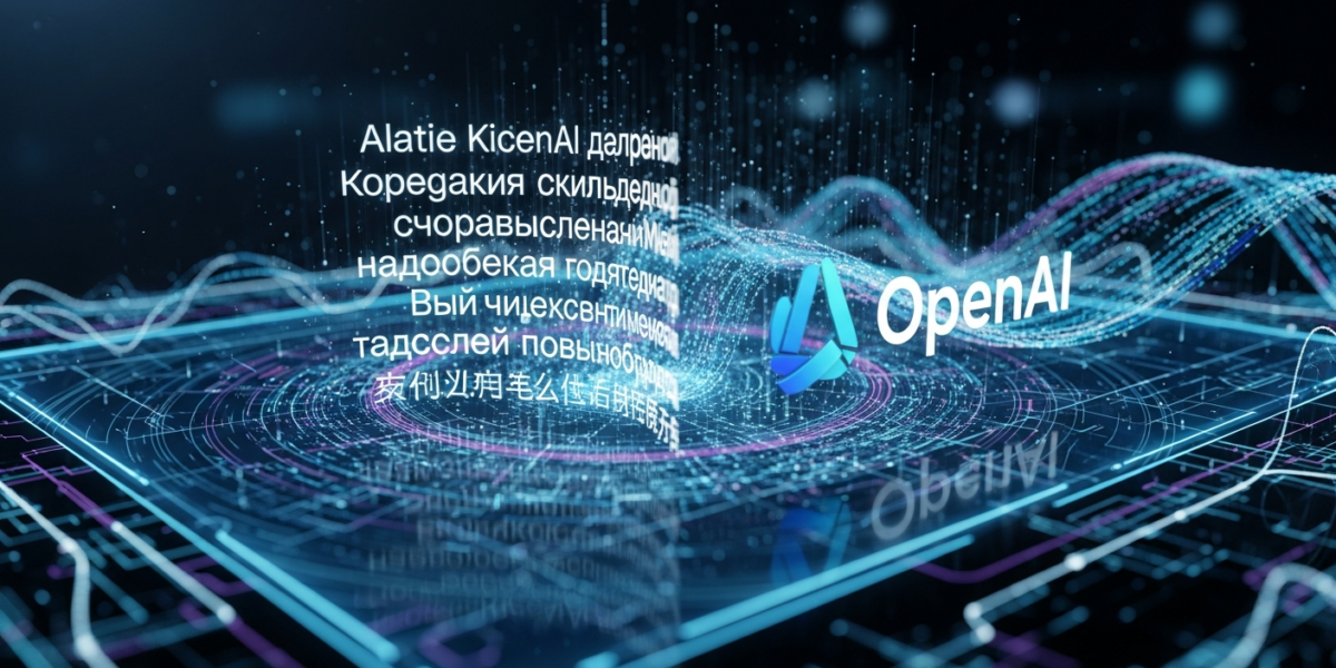 An abstract image showing AI generating visuals with multilingual text on a futuristic digital interface, representing ChatGPT Images 2.0.