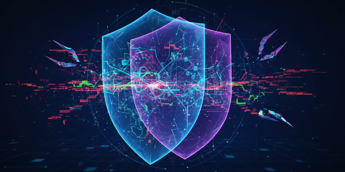 Abstract visualization of post-quantum cryptography and digital security layers