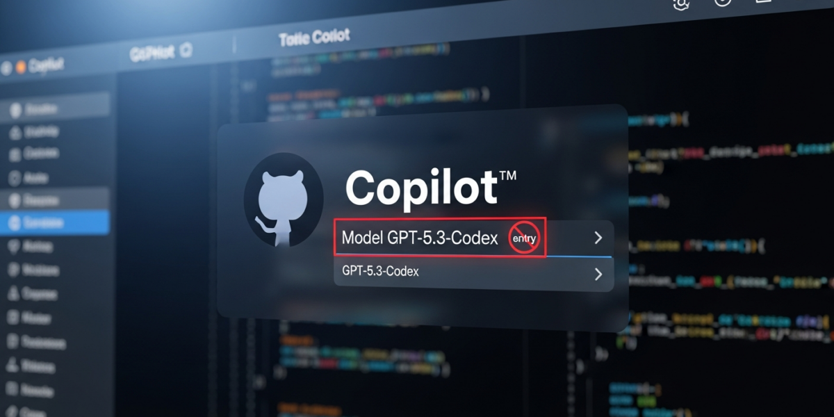 A stylized GitHub Copilot logo with a 'no entry' symbol over 'GPT-5.3-Codex' text, indicating its removal from the model picker in the Copilot Student plan.