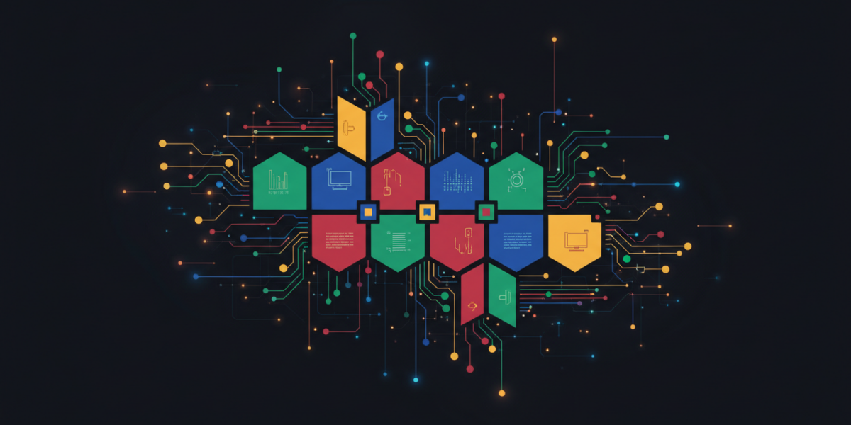 Visual representation of Google AI's 2026 modular tools and neural network connections