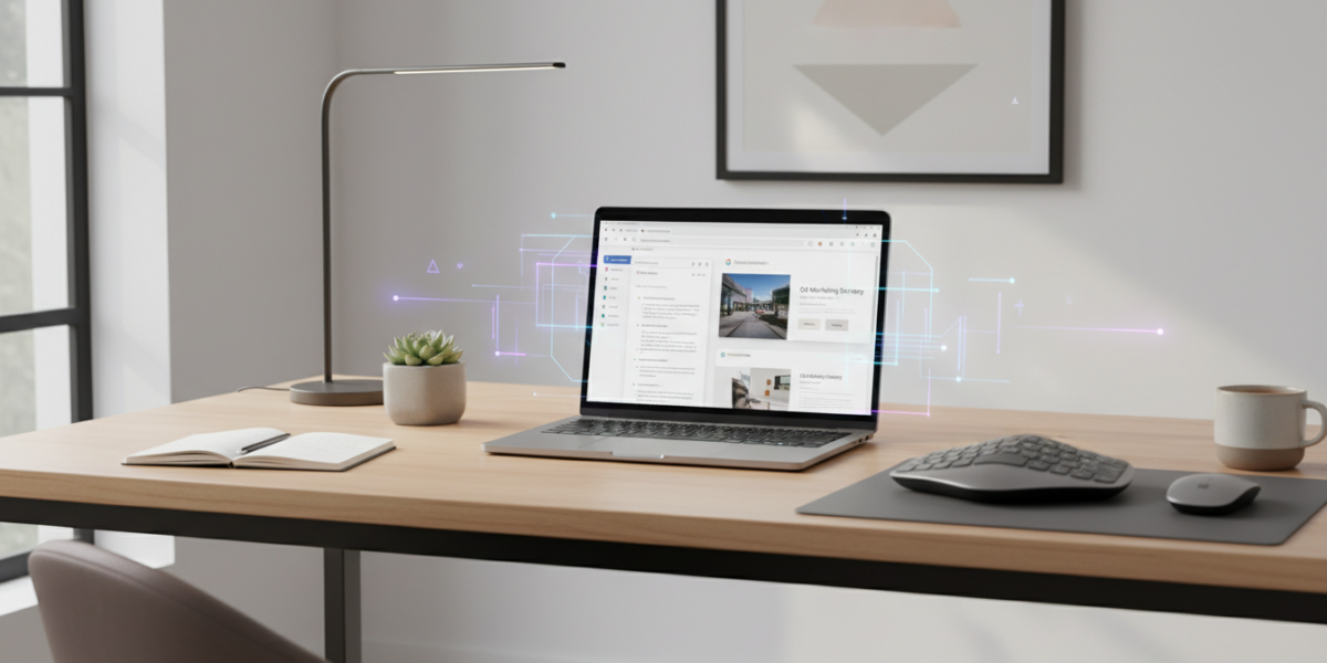Google Workspace interface with AI enhancements on a laptop in a professional setting