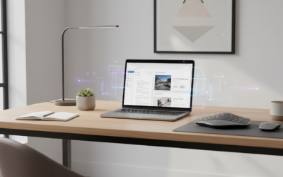 Google Workspace interface with AI enhancements on a laptop in a professional setting