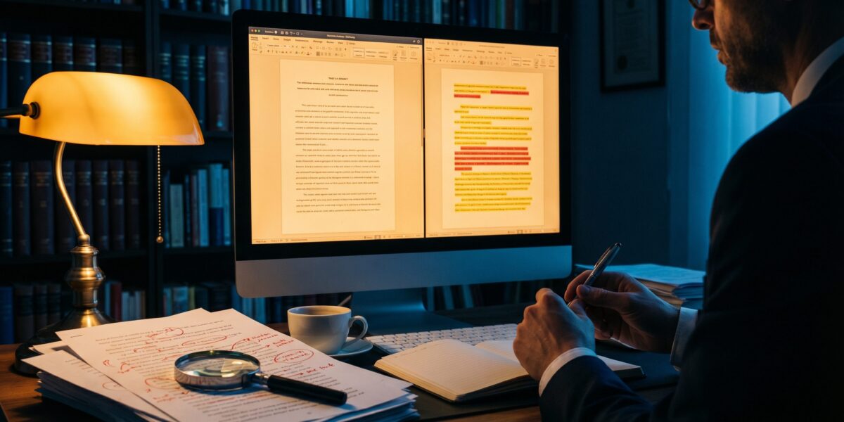 Split-screen forensic analysis showing polished crypto facade versus exposed copy-paste plagiarism evidence