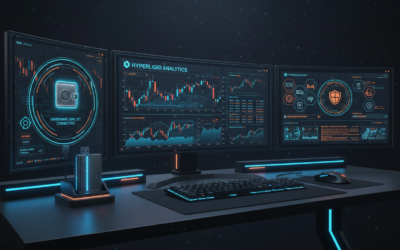 Secure Hyperliquid automated trading terminal with hardware wallet connection and multiple monitoring displays