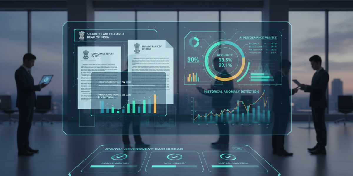 IndiaFinBench evaluation benchmark showing Indian financial regulatory documents being analyzed by AI systems