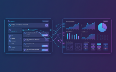 Social media analytics dashboard showing AI model performance evaluation across multiple platforms