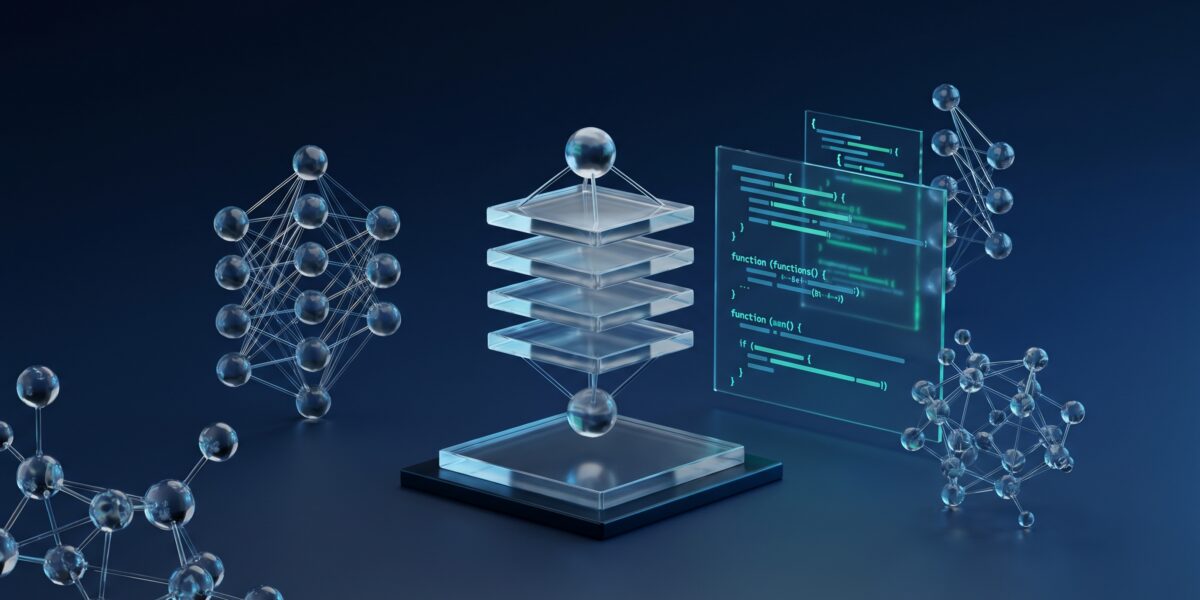 Abstract visualization of OpenAI's AI models including GPT-5.5, GPT-Rosalind, and Agents SDK updates in a tech-inspired design