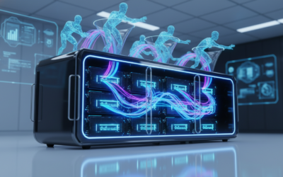 Conceptual illustration of shared GPU infrastructure with developers accessing a distributed LLM node network securely and efficiently.