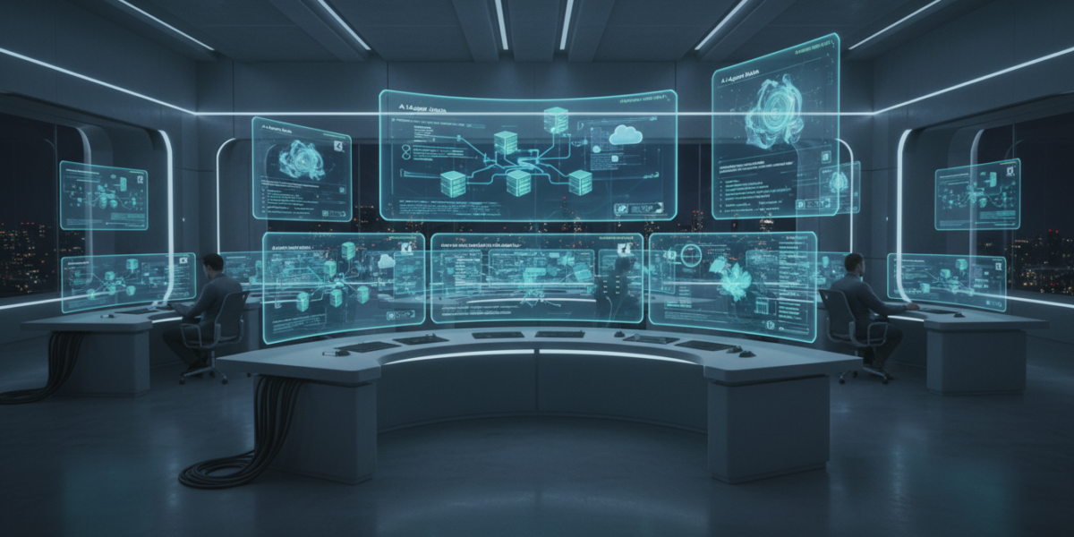 AI-powered IT operations center showing automated troubleshooting workflows