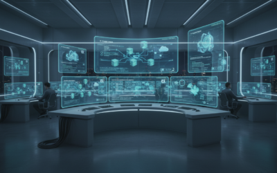 AI-powered IT operations center showing automated troubleshooting workflows