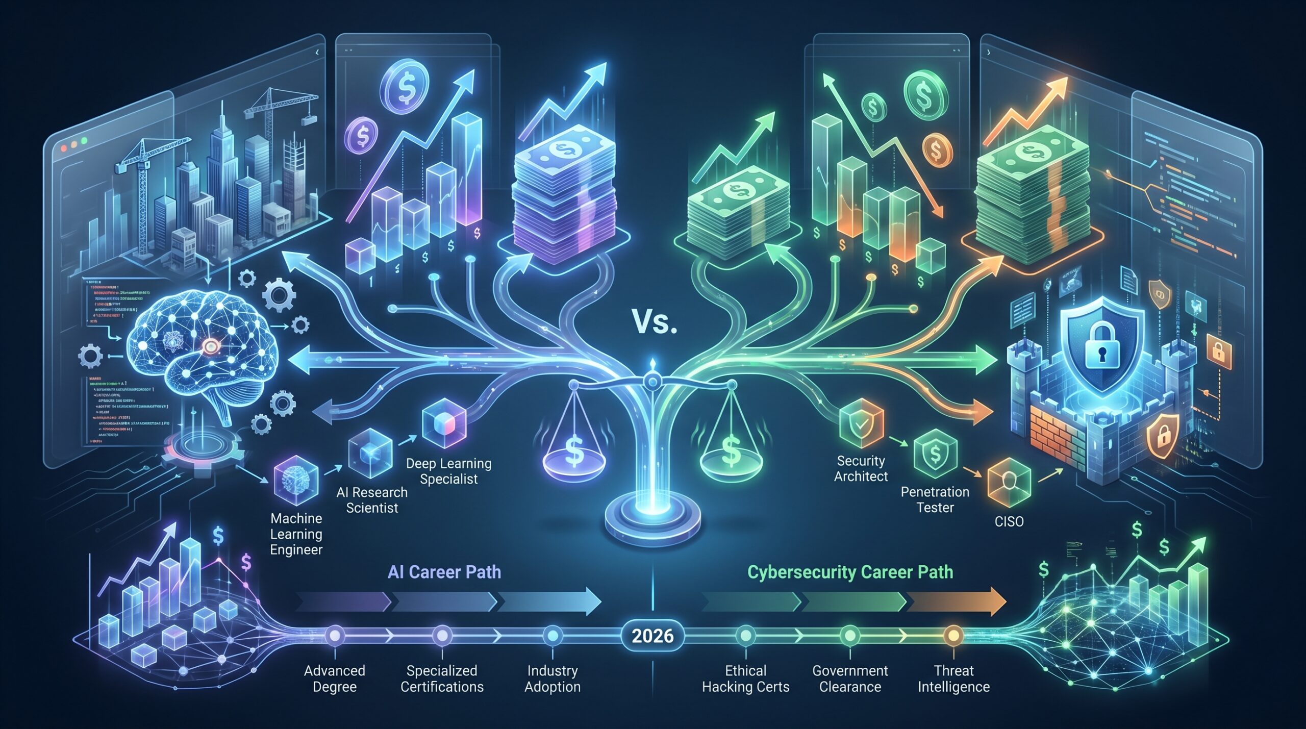 what pays more, ai or cybersecurity: section illustration
