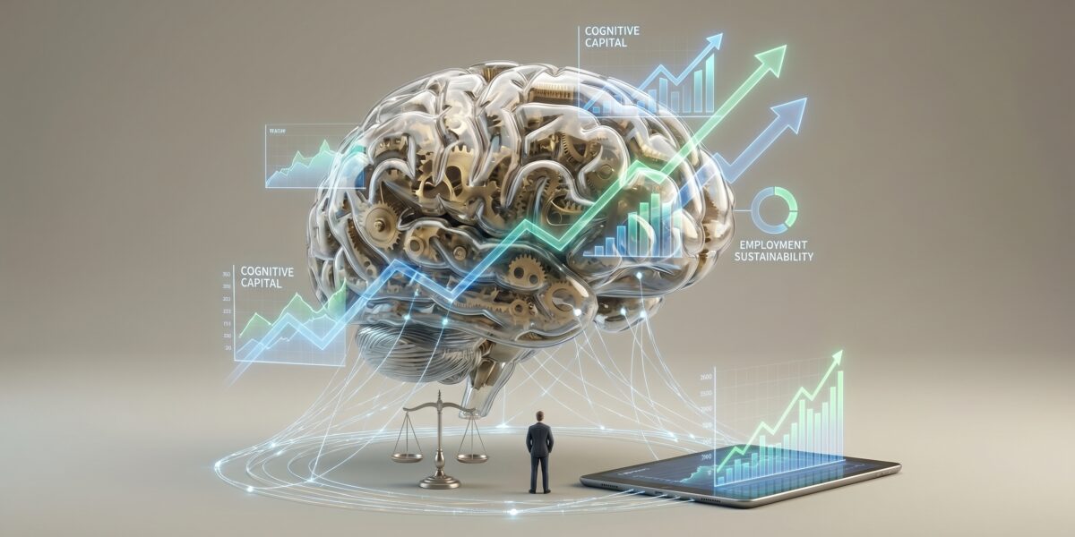 Conceptual image showing brain health connected to employment and economic stability