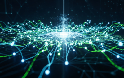 Abstract depiction of an AI neural network with glowing nodes and dynamic data streams, symbolizing adaptive unsupervised learning and reasoning.