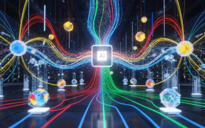 Abstract depiction of a glowing neural network within a data center, symbolizing Google AI's advancements and efficiency.