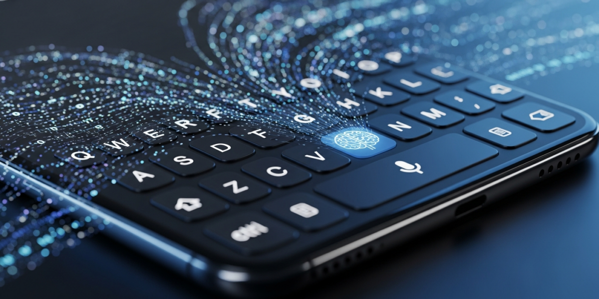 Stylized Gboard keyboard with a glowing Gemini AI brain icon, representing the new Rambler dictation feature.