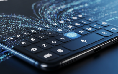 Stylized Gboard keyboard with a glowing Gemini AI brain icon, representing the new Rambler dictation feature.