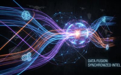 Abstract representation of AI data fusion and pattern analysis in modern targeting systems