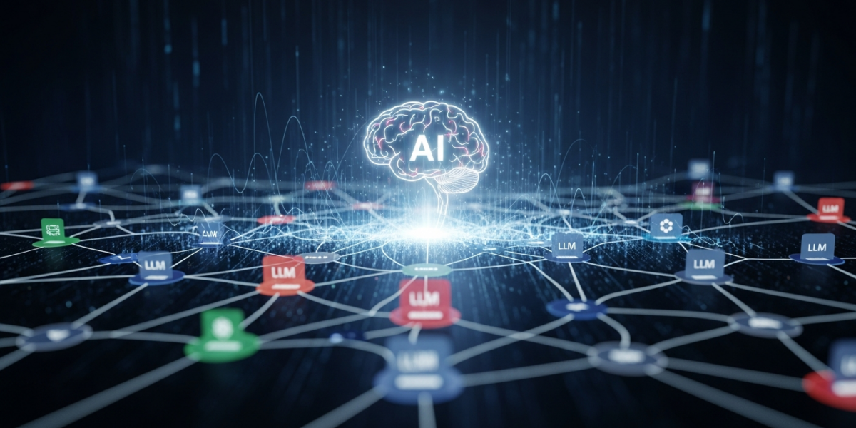 A glowing, stylized brain icon representing AI reasoning, surrounded by a complex digital network, set in a futuristic and analytical environment.