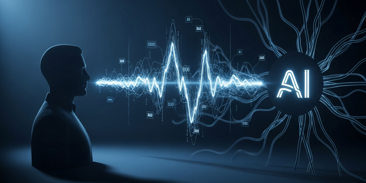 A futuristic digital interface showing abstract data streams and glowing neural patterns, symbolizing improved AI context recognition in sensitive conversations.