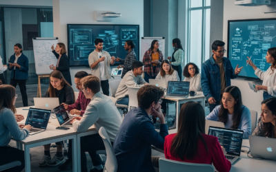 A diverse group of 26 student innovators from the ChatGPT Futures Class of 2026 collaborating in a modern lab, showcasing optimism and innovation.