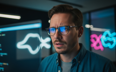 A frustrated developer looking at a glowing terminal screen, reflecting concerns about coding performance.