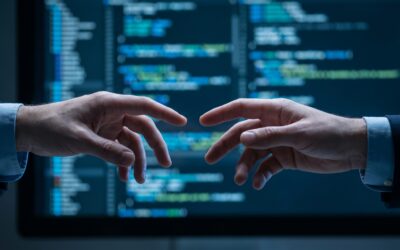 Abstract representation of the communication gap between technical expertise and business understanding in software development