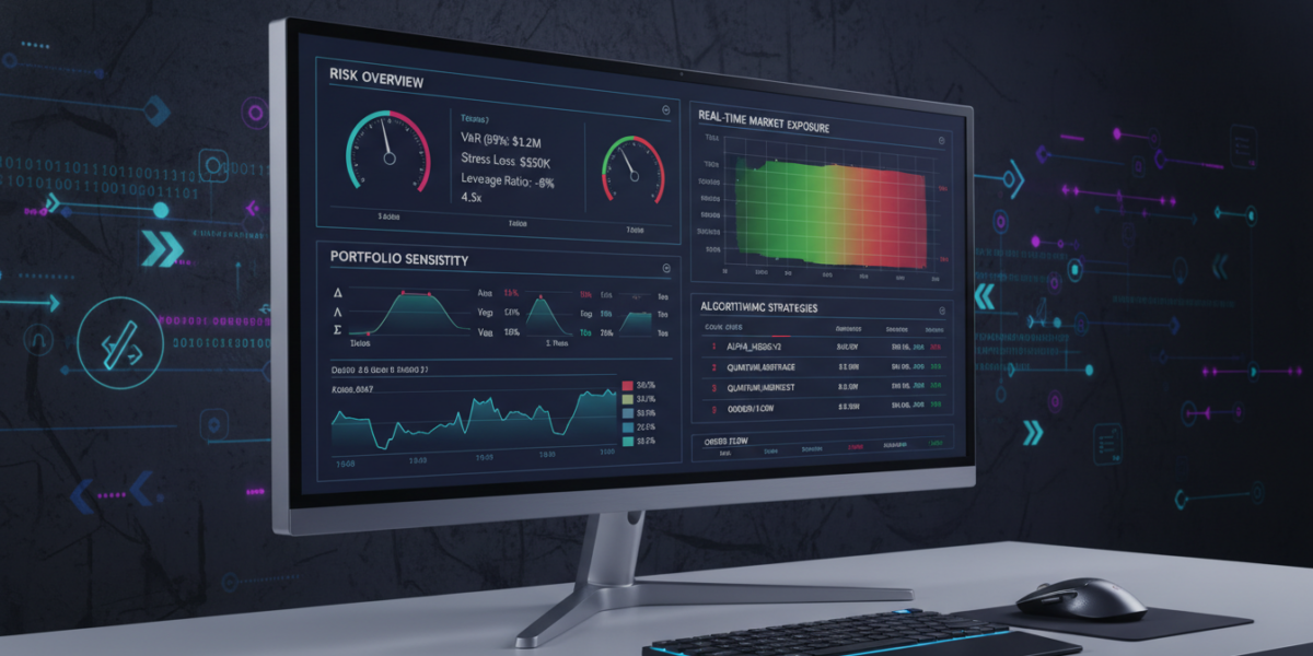 Trading dashboard displaying risk management metrics and bankroll controls for algorithmic trading systems
