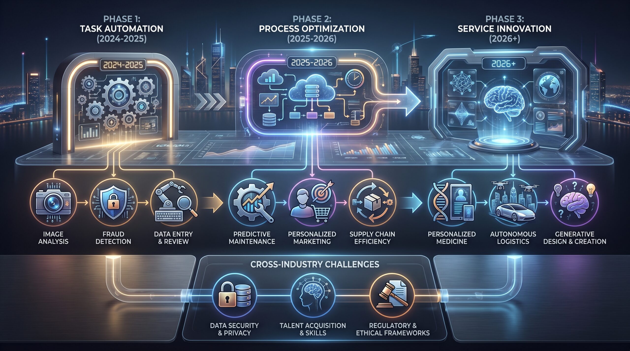 what 5 industries will ai take over by 2026: section illustration